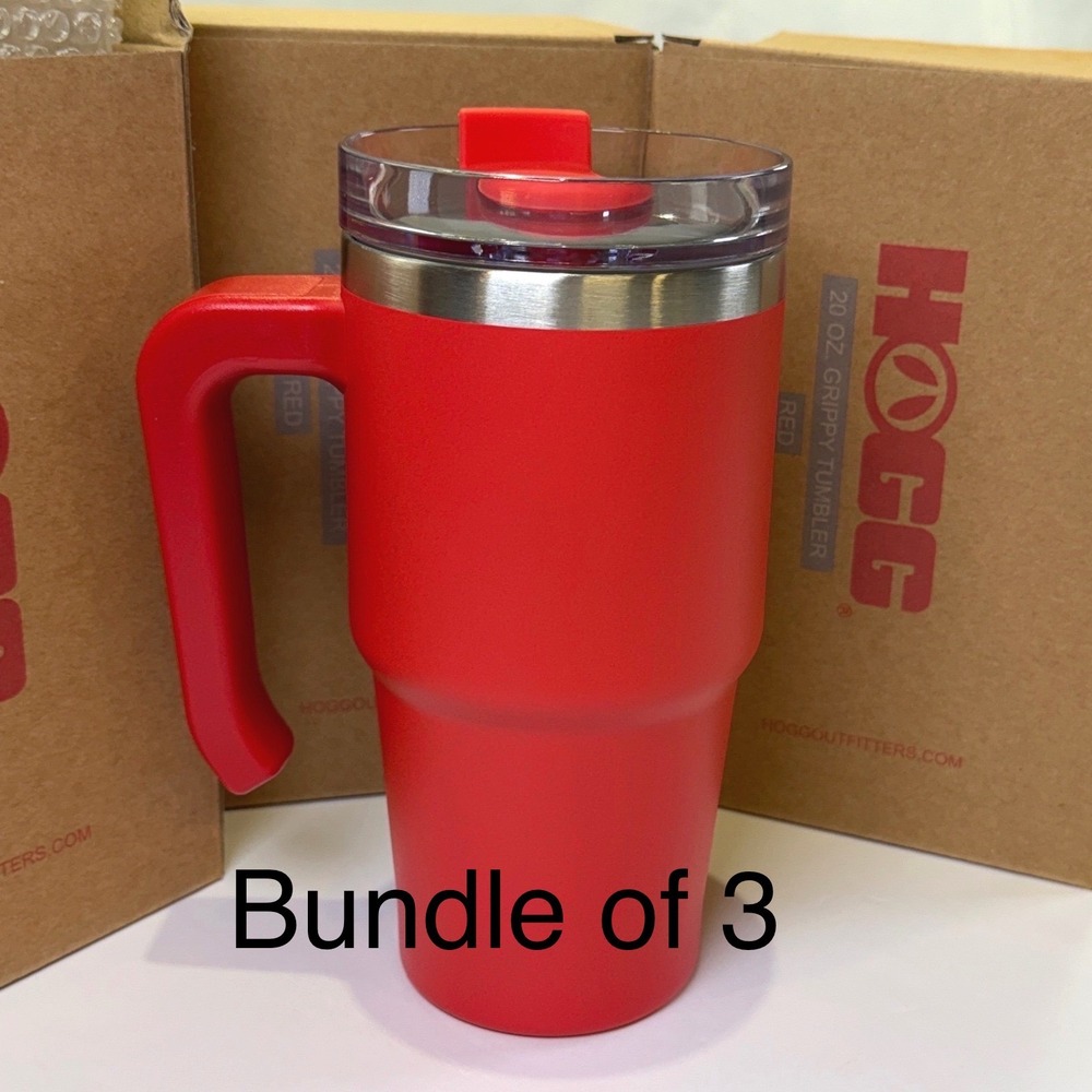 Bundle of 3 Hogg 20oz Red Grippy Tumblers with Lid 1241